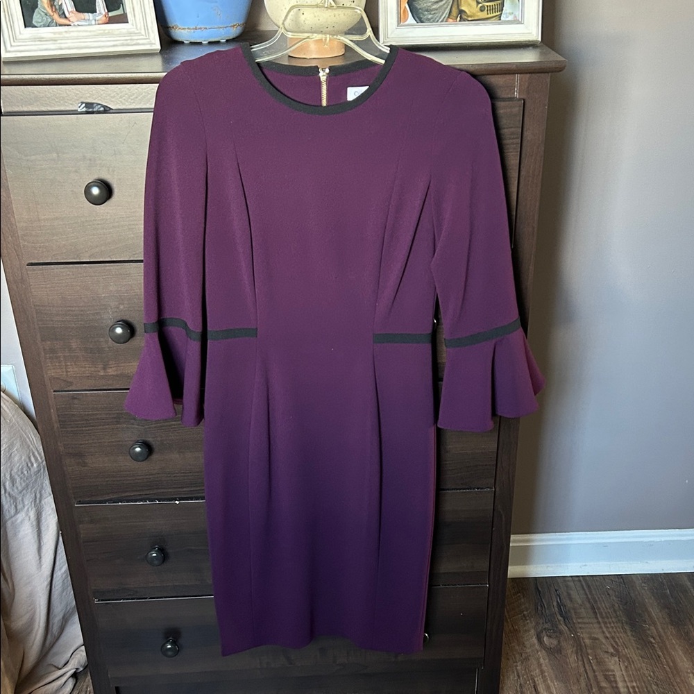 Calvin Klein Purple Dress with Black Accents
